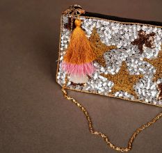 Eye-Catching Premium Cotton and Beads Hand Bag
