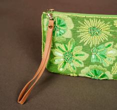 Green Cotton and Beads Hand Bag for Festive Wear