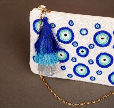 Evil-Eye Cotton and Beads Premium Hang Bag for Women