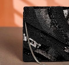 Elegant Black Premium Cotton Beads Hand Bag