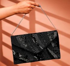 Elegant Black Premium Cotton Beads Hand Bag