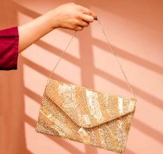 Beautiful Soft Cotton and Beads Women Hand Bag