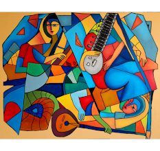 The Divine Ecstasy Canvas Painting by Artist Ashok Jadav 48 x 60 Inches