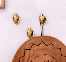 Golden Brass Conch Shell Wall Hooks -3 Pieces