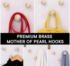 Gold Embroidered Metal Wall Hooks-3 Pieces