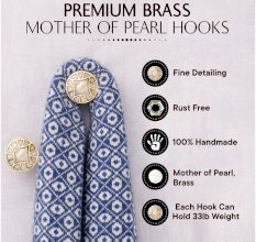 Gold Embroidered Metal Wall Hooks-3 Pieces