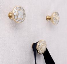 Gold Embroidered Metal Wall Hooks-3 Pieces
