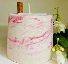Cemented Candle Holder with Candle