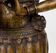 Handcrafted Dark Finish Brass Lady Statue in Tribal Art in Pair