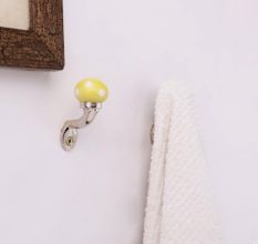 Multicolor Ceramic Metal Wall Hooks With Silver Finish-Pack of 6