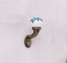 Multicolor Ceramic Metal Wall Hooks With Antique Finish-Pack of 6
