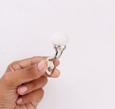 Solid White Ceramic Metal Wall Hooks With Silver Finish-Pack of 6
