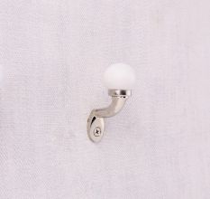 Solid White Ceramic Metal Wall Hooks With Silver Finish-Pack of 6