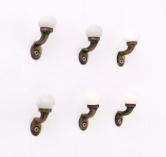 Solid White Ceramic Metal Wall Hooks With Antique Finish-Pack of 6