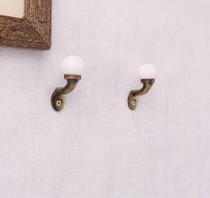 Solid White Ceramic Metal Wall Hooks With Antique Finish-Pack of 6