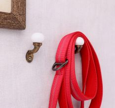 Solid White Ceramic Metal Wall Hooks With Antique Finish-Pack of 6