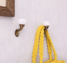 Solid White Ceramic Metal Wall Hooks With Antique Finish-Pack of 6