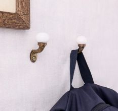 Solid White Ceramic Metal Wall Hooks With Antique Finish-Pack of 6