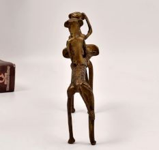 Handcrafted Vintage Brass Elephant Statue with Two Rider from Bastar