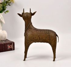 High-Quality Vintage Brass Deer Statue from Odisha in Tribal Art