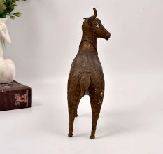 High-Quality Vintage Brass Deer Statue from Odisha in Tribal Art