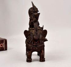 Vintage Brass Statue of God Indra Riding on Elephant for Decor