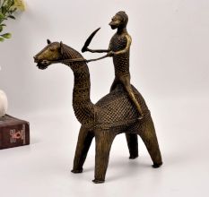 Tribal Art Handmade Brass Statue of Camel with Rider from Odisha