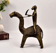 Tribal Art Handmade Brass Statue of Camel with Rider from Odisha