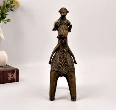Tribal Art Handmade Brass Statue of Camel with Rider from Odisha