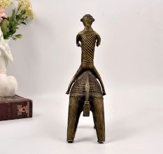 Tribal Art Handmade Brass Statue of Camel with Rider from Odisha