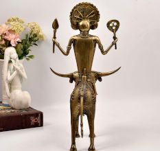 Vintage Finest Brass Statue of God Figure Riding Ox for Decor
