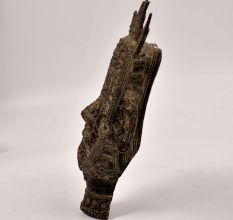 Bengali Art Vintage Brass Mask in Tribal Art for Decoration