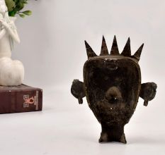 Bengali Art Vintage Brass Mask in Tribal Art for Decoration