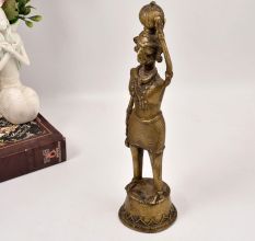 Indian Tribal Standing Lady Brass Statue for Home Decoration