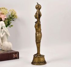 Indian Tribal Standing Lady Brass Statue for Home Decoration