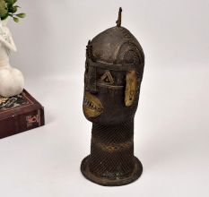 Vintage High-Quality Brass Tribal Head Statue in Bengali Art