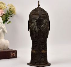 Vintage High-Quality Brass Tribal Head Statue in Bengali Art
