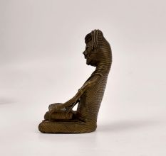 Handcrafted Tribal Art Brass Statue of Man Playing Instrument