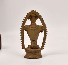 Handcrafted Sitting Lord Ganesha Brass Statue in Tribal Art