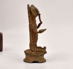 Handcrafted Sitting Lord Ganesha Brass Statue in Tribal Art