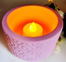 Adorable Pink Cemented Candle Holder/Tea Light Holder
