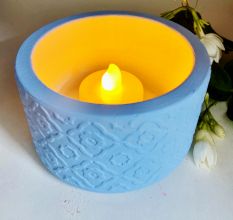 Blue Cemented Candle Holder/Tea Light Holder for Decoration
