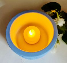 Blue Cemented Candle Holder/Tea Light Holder for Decoration
