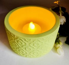 Green Cemented Candle Holder/Tea Light Holder