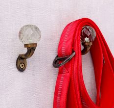 Round Diamond Cut Glass Metal Wall Hooks With Antique Finish-Pack of 6