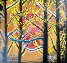 Black Forest Oil Canvas Painting by Artist Debayan Kundu 30 x 30 Inches