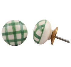 Green Checked Flat Knob