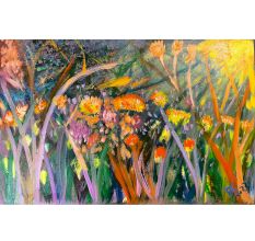 Abstract Art Canvas Painting by Artist Debayan Kundu 24 x 36 Inches