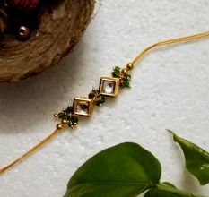Traditional Rakhi with Acrylic, Kundan Beads, Wooden, Metal