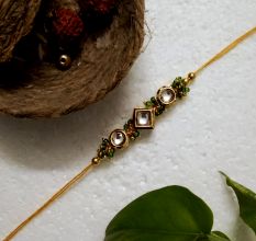 Traditional Rakhi with Acrylic, Metal, Wooden, Kundan Beads